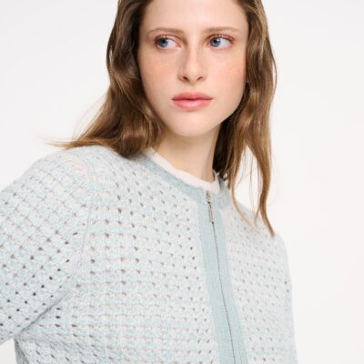 Barrie Crochet Knit Zip-up Cardigan - Image 2