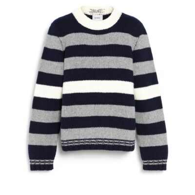 Barrie Chunky Wool and Cashmere Sweater With Contrasting Stripes - Image 1