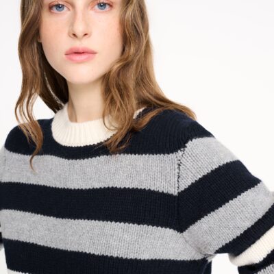Barrie Chunky Wool and Cashmere Sweater With Contrasting Stripes - Image 2
