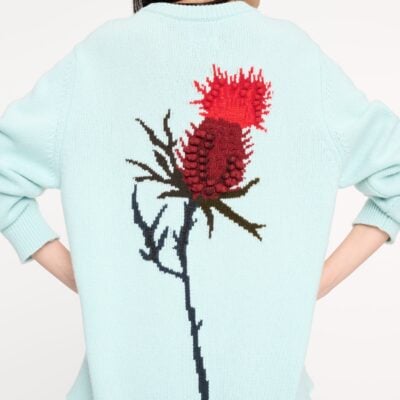 Barrie Thistle Motif Cashmere Round-neck Sweater - Image 2
