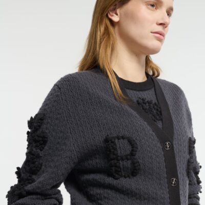 Barrie Cashmere Lace Cardigan With B Logo - Image 2