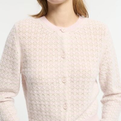 Barrie Striped Cashmere Lace Cardigan - Image 2