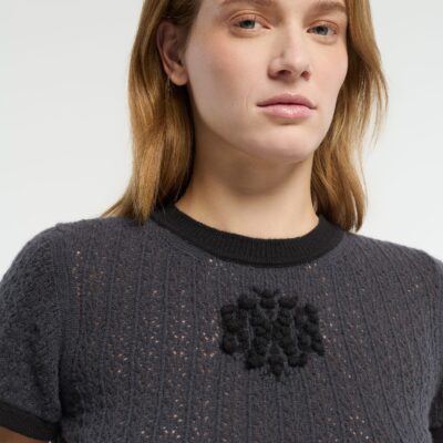 Barrie Cashmere Lace Top With B Logo - Image 2