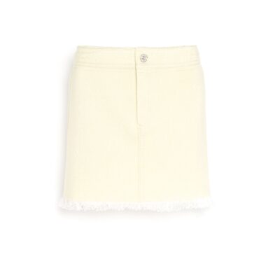 Barrie Denim Fringed Cashmere and Cotton Miniskirt - Image 1