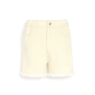 Barrie Denim Fringed Cashmere and Cotton Shorts - Image 1