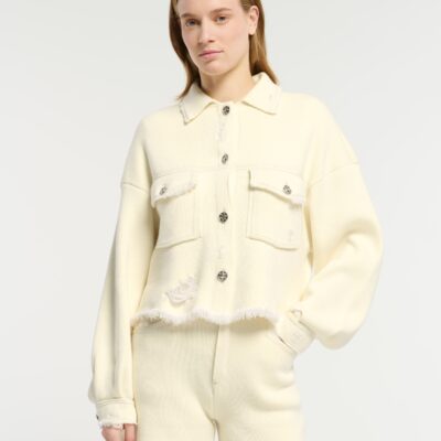 Barrie Denim Fringed Cashmere and Cotton Shorts - Image 2