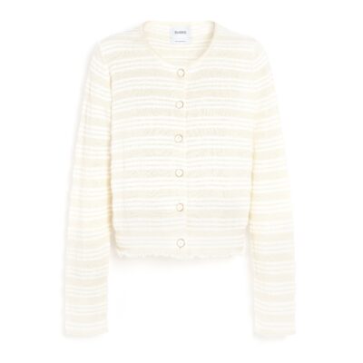 Barrie Striped Cardigan in Embossed Knit - Image 1