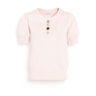 Barrie Cotton and Cashmere Top With Jewelled Buttons - Image 1