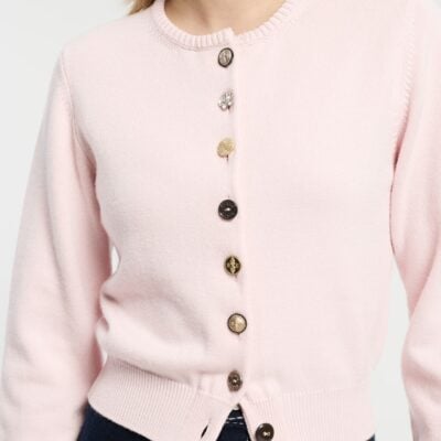 Barrie Cotton and Cashmere Cardigan With Jewelled Buttons - Image 2