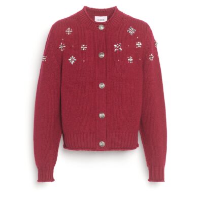 Barrie Chunky Cashmere Cardigan With Jewel Detail - Image 1