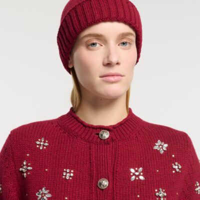 Barrie Chunky Cashmere Cardigan With Jewel Detail - Image 2