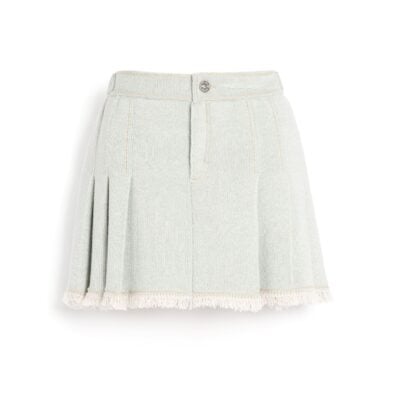 Barrie Denim Skirt With Pleated Back in Cashmere and Cotton - Image 1