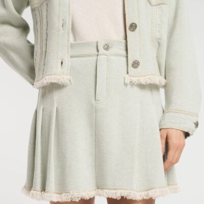 Barrie Denim Skirt With Pleated Back in Cashmere and Cotton - Image 2
