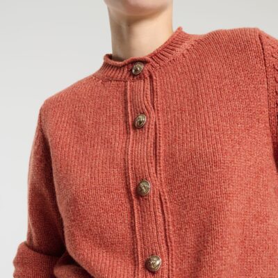 Barrie Chunky Cashmere Cardigan With Gold Buttons - Image 2