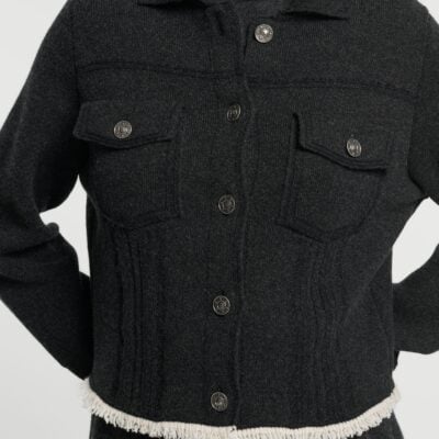Barrie Denim Jacket With Pleated Back in Cashmere and Cotton - Image 2