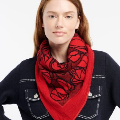 Barrie Cashmere Scarf With Floral Motif - Image 2
