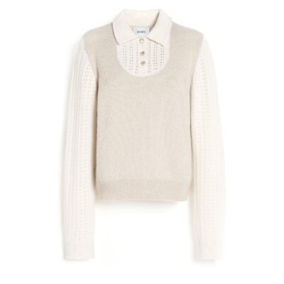 Barrie Cashmere Lace Jumper With Polo Shirt Collar - Image 1