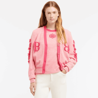 Barrie Mottled cashmere B logo V-neck cardigan - Image 2