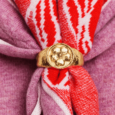 Barrie Floral Motif Scarf Ring - Image 2