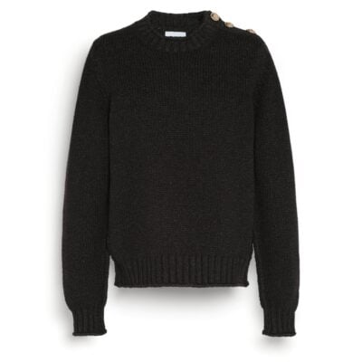 Barrie Jumper in Chunky Cashmere With Gold Buttons - Image 1