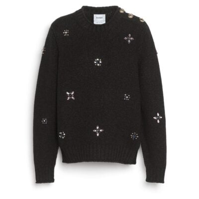 Barrie Jumper in Chunky Cashmere With Gold Buttons With Embroidery - Image 1