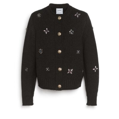 Barrie Chunky Cashmere Cardigan With Gold Buttons With Embroidery - Image 1