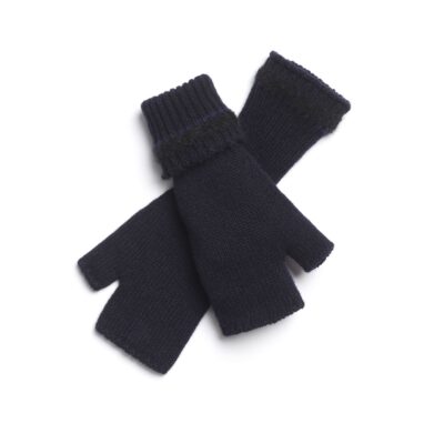 Barrie Shearling-effect Cashmere Fingerless Gloves - Image 1