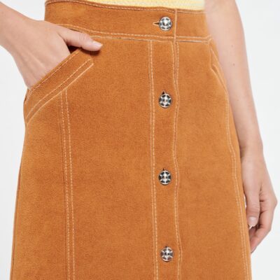 Barrie Suede-effect Long Skirt in Cashmere and Cotton - Image 2