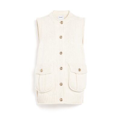 Barrie Chunky Sleeveless Cardigan With Gold Buttons - Image 1