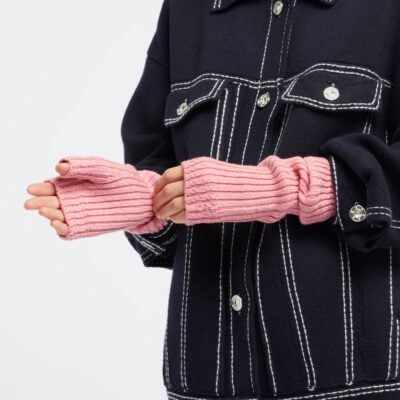 Barrie Fingerless Gloves in Flecked Cashmere - Image 2