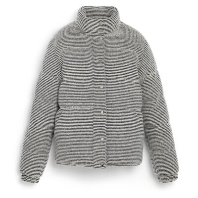 Barrie Down Jacket in Cashmere, Wool and Silk With Thin Stripes - Image 1