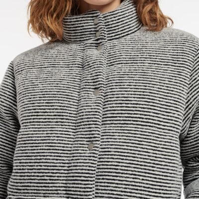 Barrie Down Jacket in Cashmere, Wool and Silk With Thin Stripes - Image 2