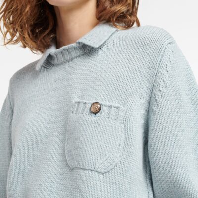 Barrie Chunky Cashmere Jumper With Polo Shirt Collar - Image 2