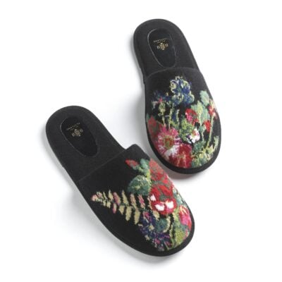 Barrie Floral Cashmere Slippers - Image 1