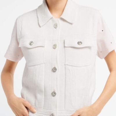 Barrie Oversized Sleeveless Denim Jacket in Cashmere and Cotton - Image 2