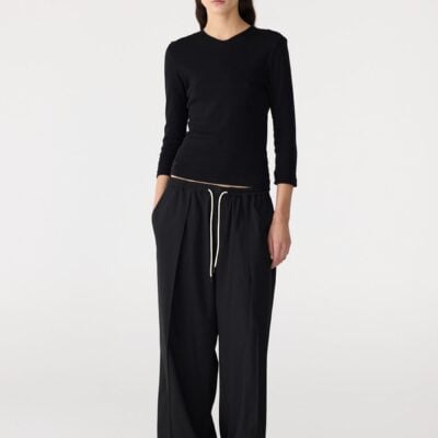 Bassike Wide Leg Gathered Pant - Image 1