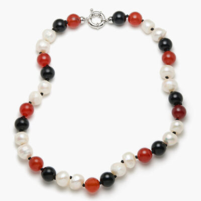 Blanca Astrid Necklace Red, Pearl & Black - Image 1