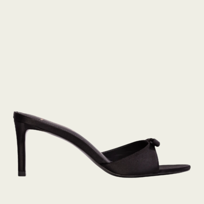 Black Suede Studio Albie 65 Mule in Black Satin - Image 1