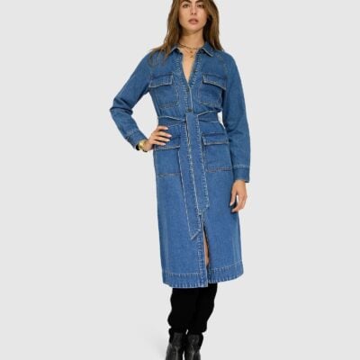 Belle & Bloom See Through You Midi Belted Trench Dress - Image 2