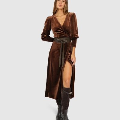 Belle & Bloom Current Mood Velvet Wrap Dress - Image 1
