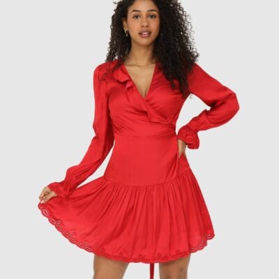 Belle & Bloom Wild Flower Embroidered Wrap Dress - Image 1