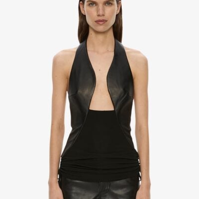 Christopher Esber Tailored Slope Leather Halter Top - Image 1