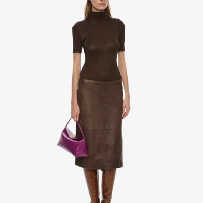 Christopher Esber Redux Ribbed Leather Tee Dress - Image 2