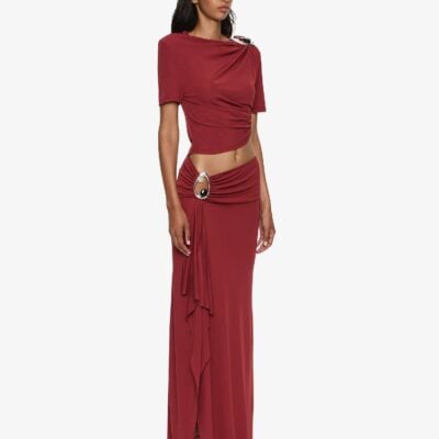 Christopher Esber Orica Crystal Cascade Jersey Skirt - Image 2