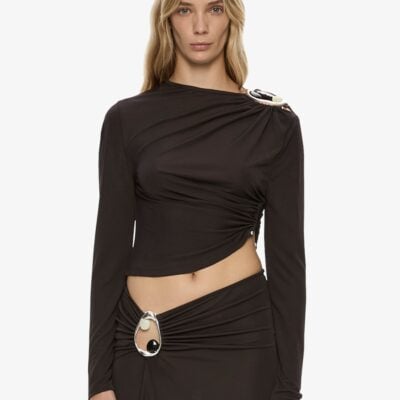 Christopher Esber Orica Crystal Ruched Long Sleeve Top - Image 1