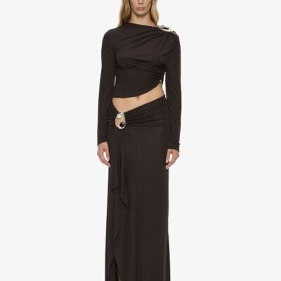 Christopher Esber Orica Crystal Ruched Long Sleeve Top - Image 2