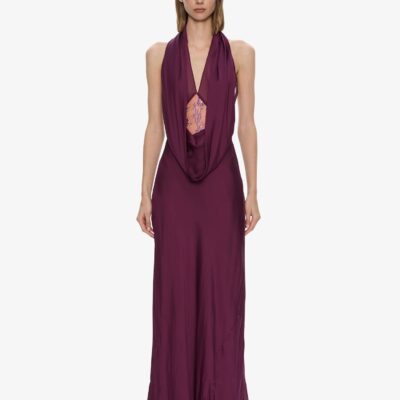Christopher Esber Cesura Cowl Lace Halter Gown - Image 1