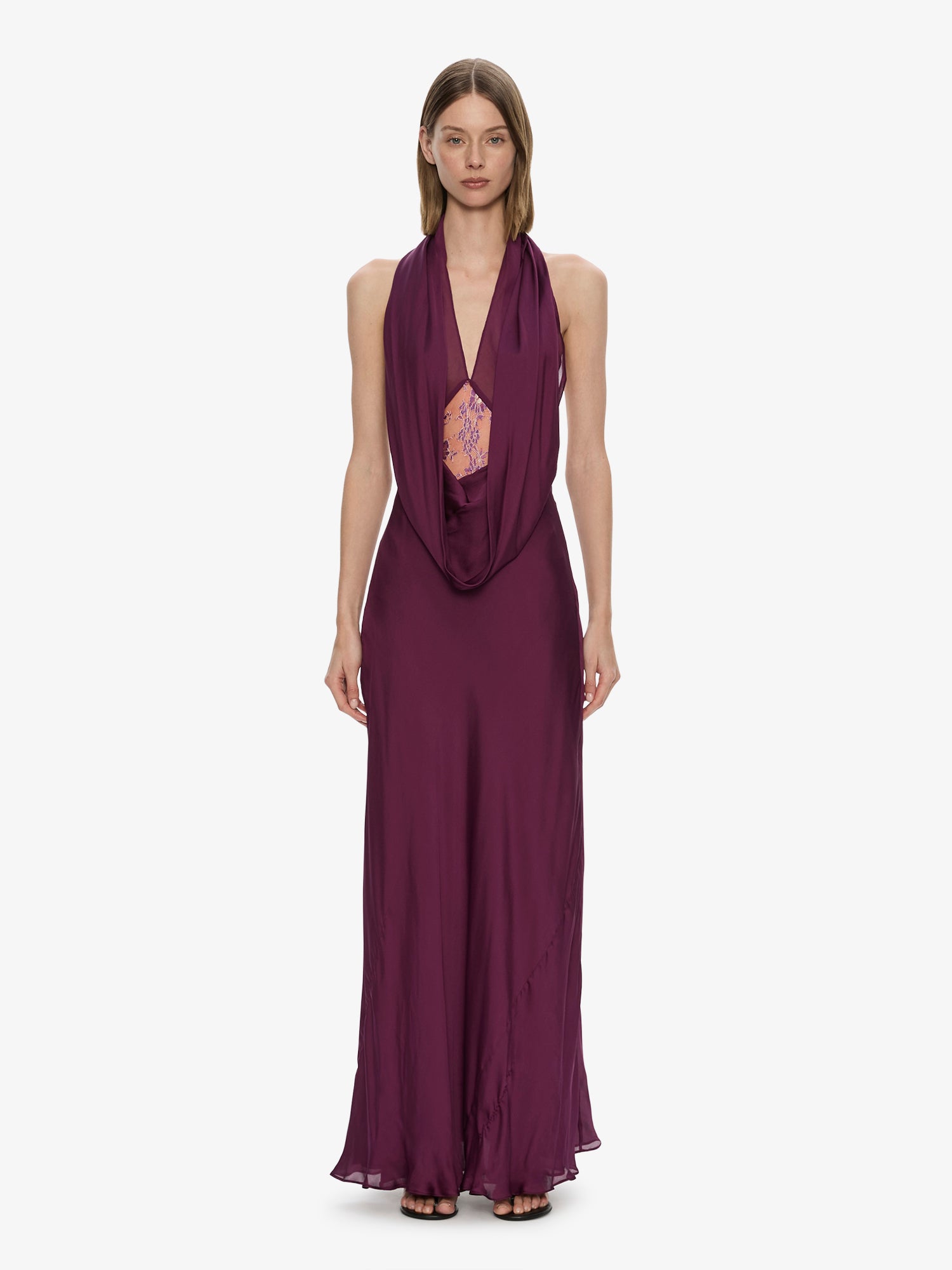 Christopher Esber Cesura Cowl Lace Halter Gown - Image 1
