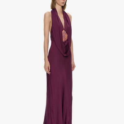 Christopher Esber Cesura Cowl Lace Halter Gown - Image 2