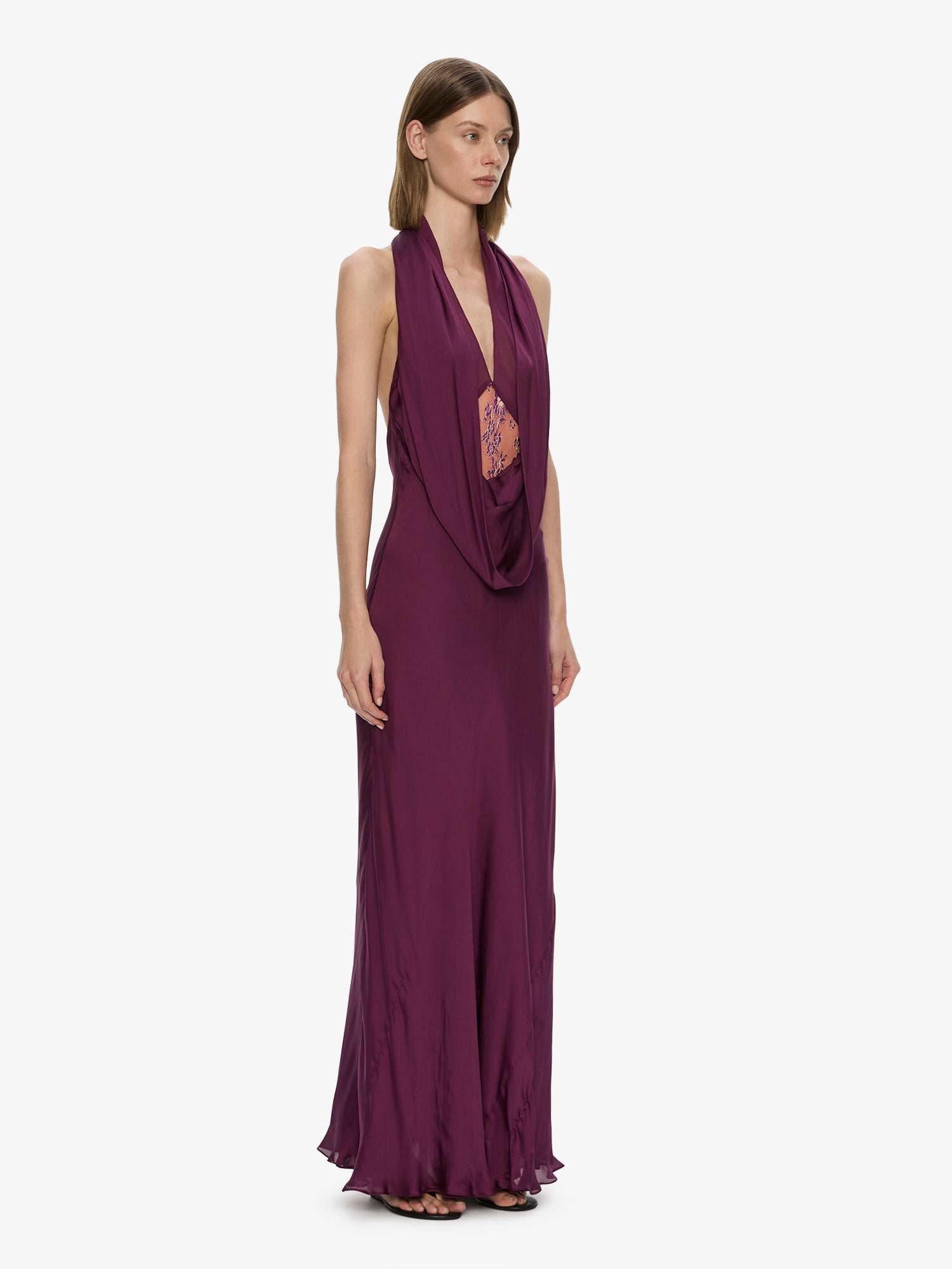 MNCE230826191343050_2 Christopher Esber Cesura Cowl Lace Halter Gown - Image 2